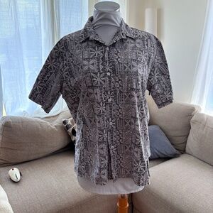 Salvage Public Honolulu Men's Grayish Geometric Button-Down Collard Aloha Shirt